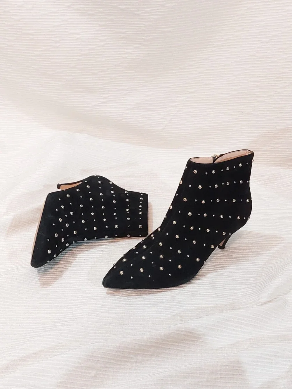 kate spade Black Studded Suede Ankle Booties Size 7.5